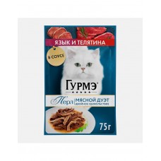 Влажный корм для кошек Гурмэ Перл Мясной дуэт язык и